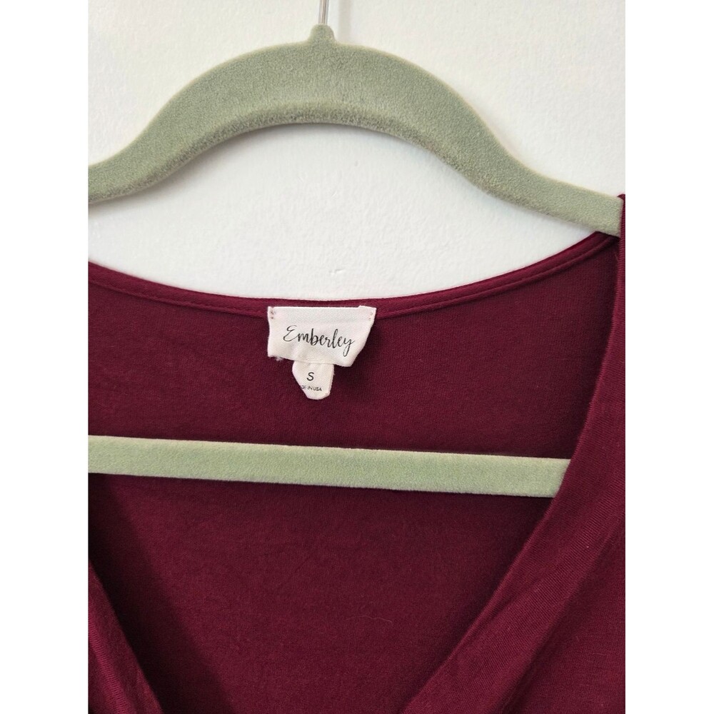 Emberley Soft Jersey Knit Wrap Style Dress Burgundy Nursing Friendly Comfy Small - Picture 7 of 8